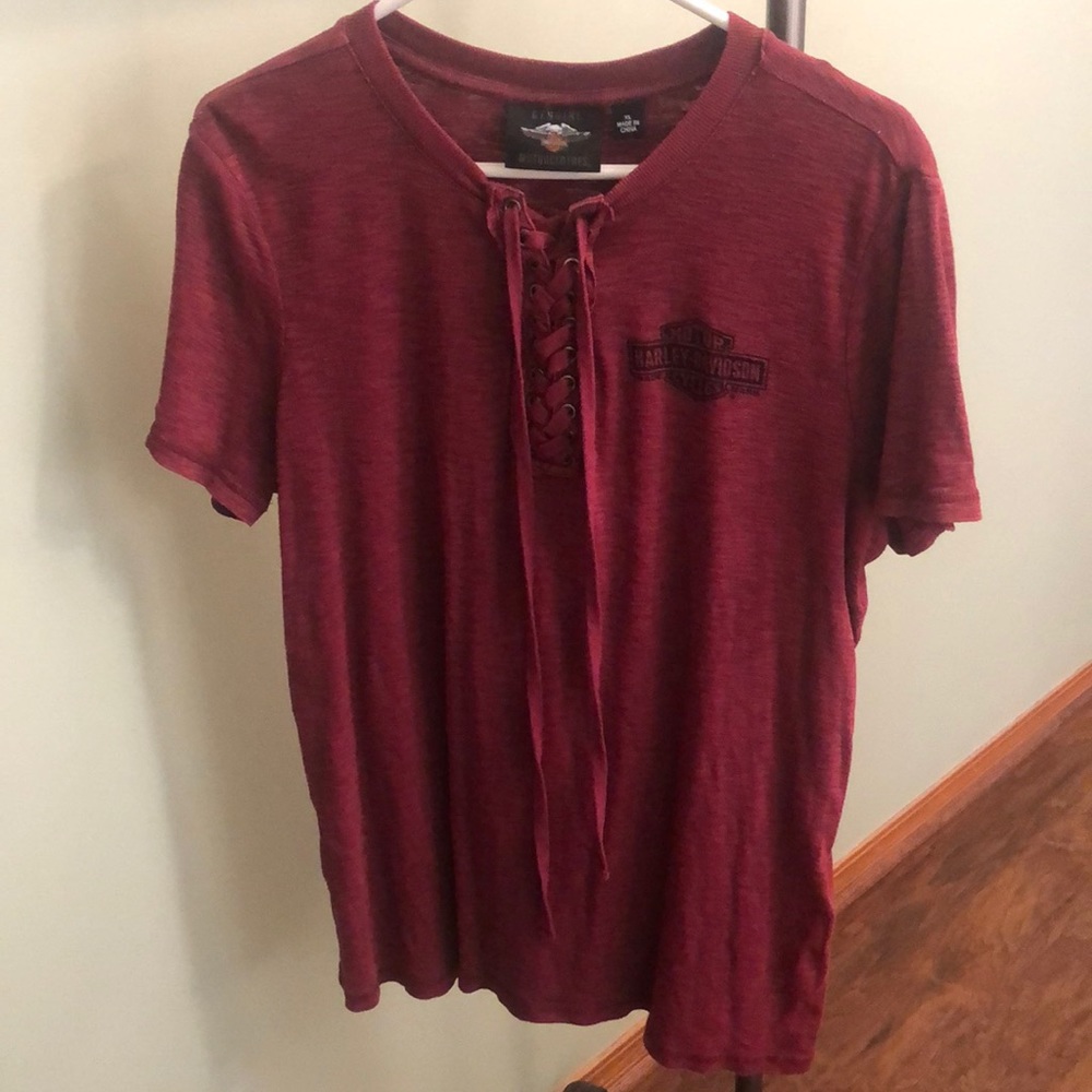Harley Davidson XL short sleeved burgundy shirt